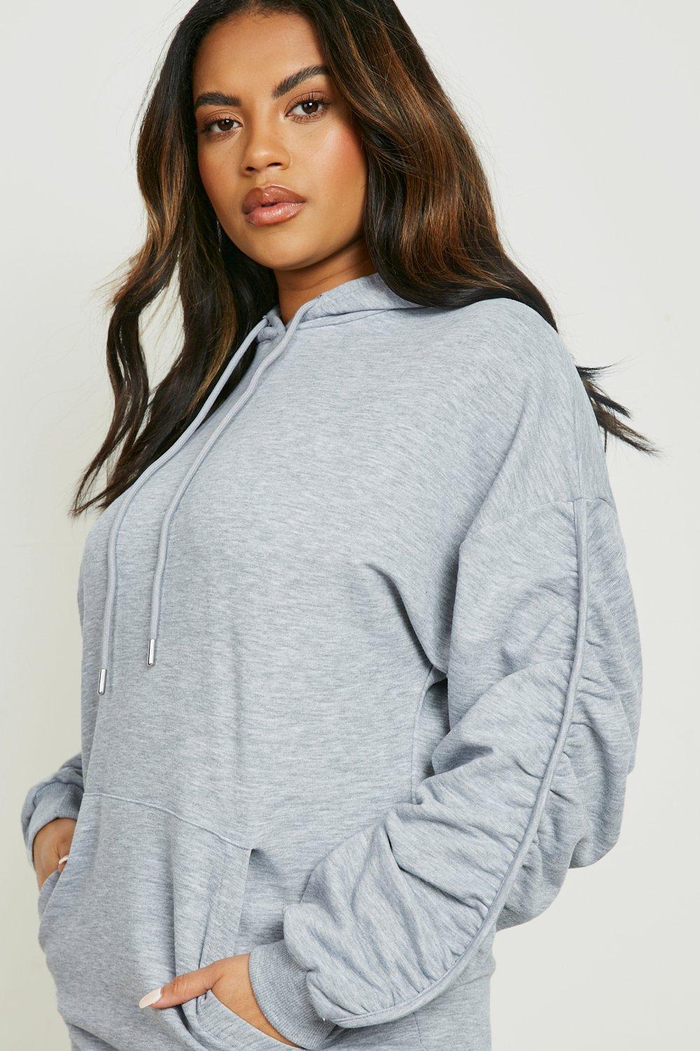 Plus Ruched Sleeve Sweatshirt Dress boohoo AU